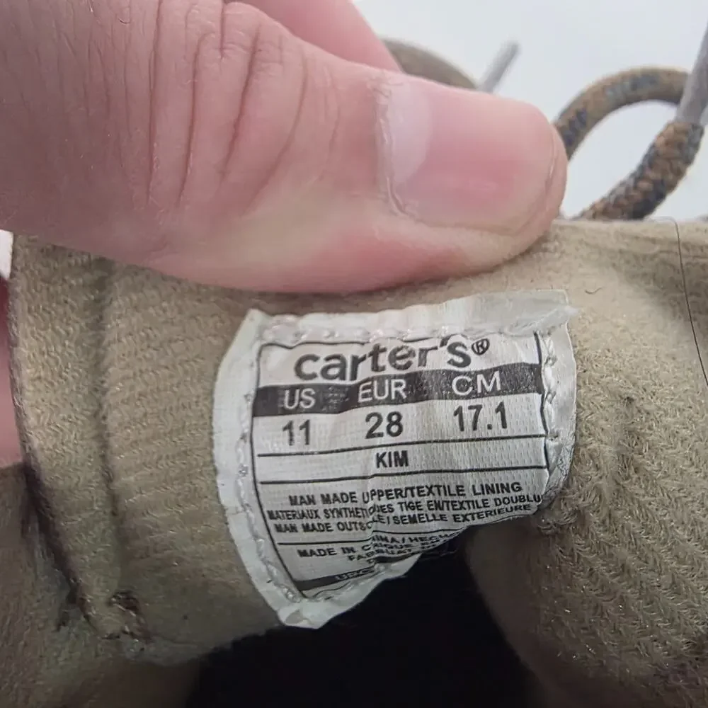Carter's Kim Boys Size 11 Brown Gray Chukka Ankle Boots Lace Up Hook Loop